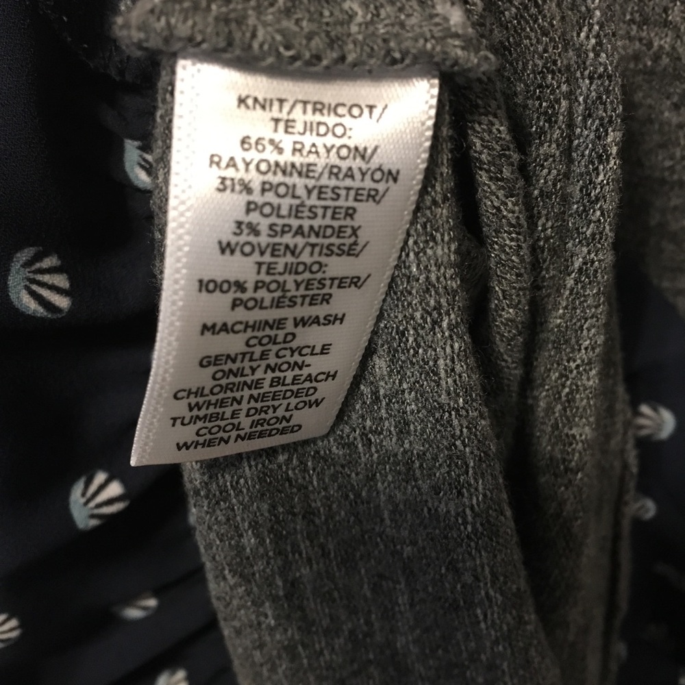 LOFT Layered One Piece. (mixed media) Blouse Gray - Picture 7 of 7